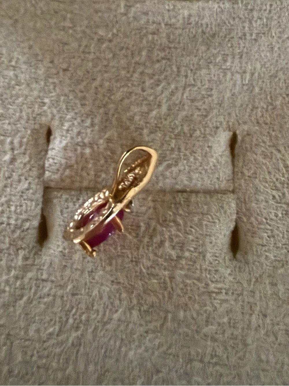 14 KT Gold Ruby Stone with diamond Accent - Picture 3 of 3